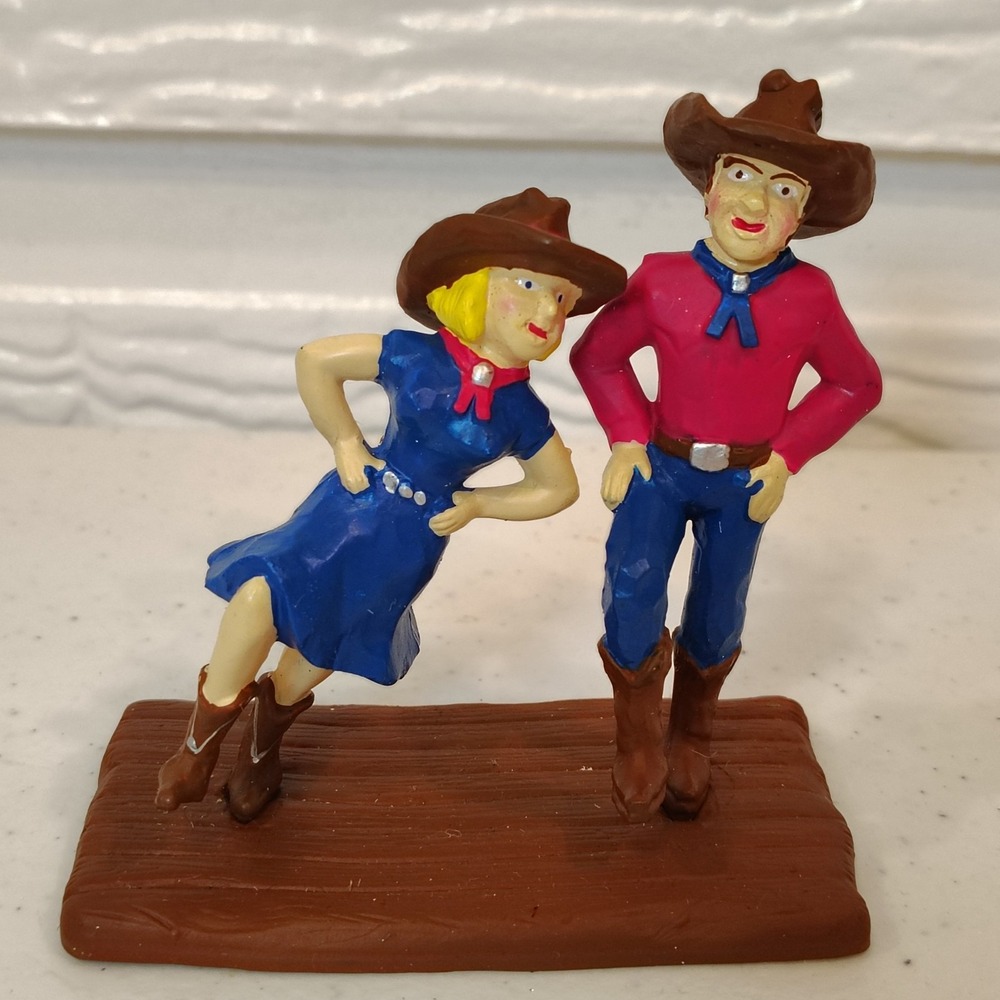 Vintage 1995 Wilton Cake Topper Country Western Theme Line Dancing Couple Cowboy